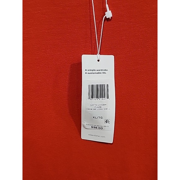 Eileen Fisher NWT Crew Neck Long Shell Top Womens XL Orange, Sleeveless Jersey - Picture 3 of 8